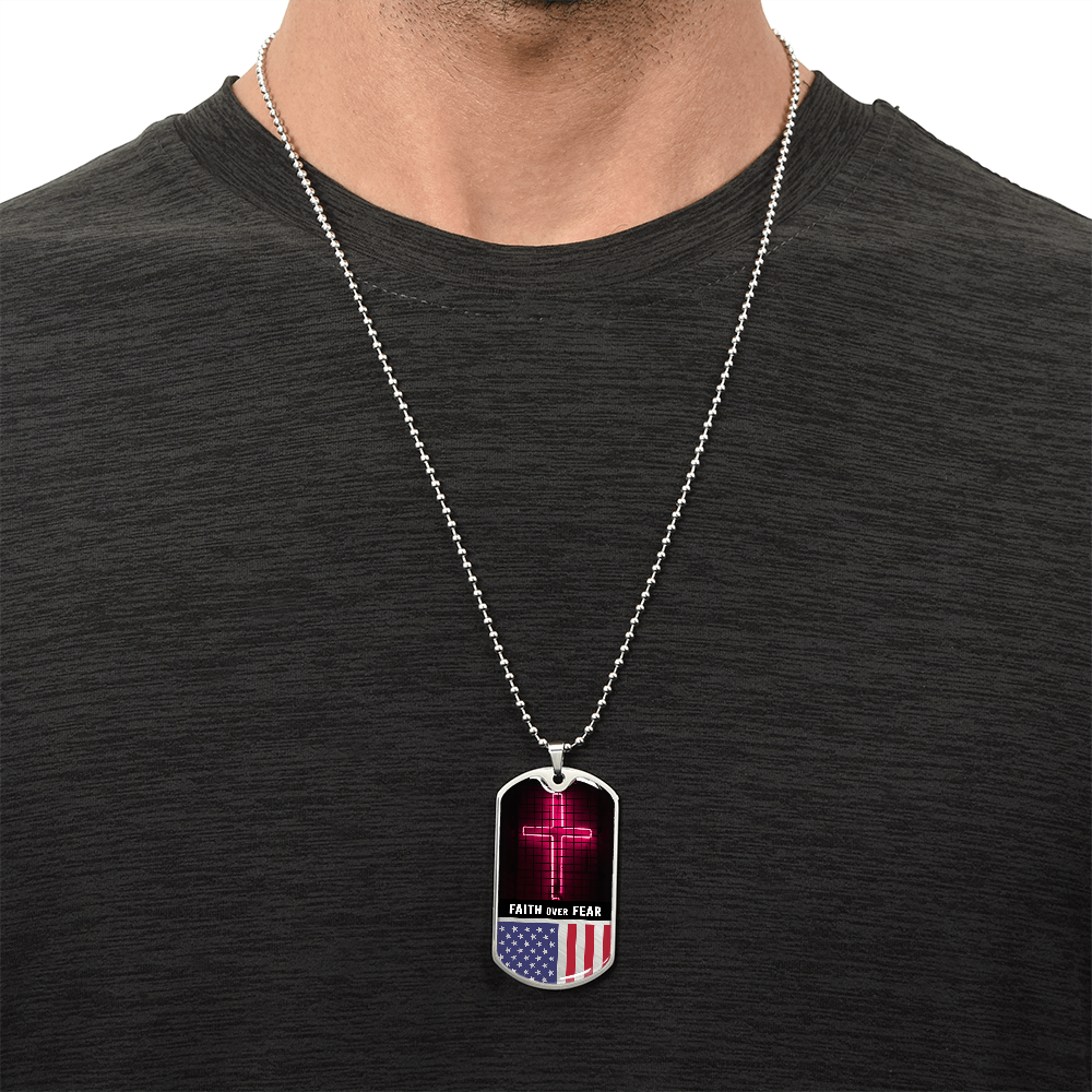 Faith Over Fear Dog Tag Necklace