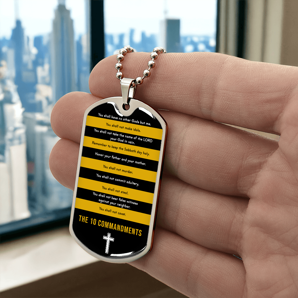 10 Commandments Dog Tag Necklace