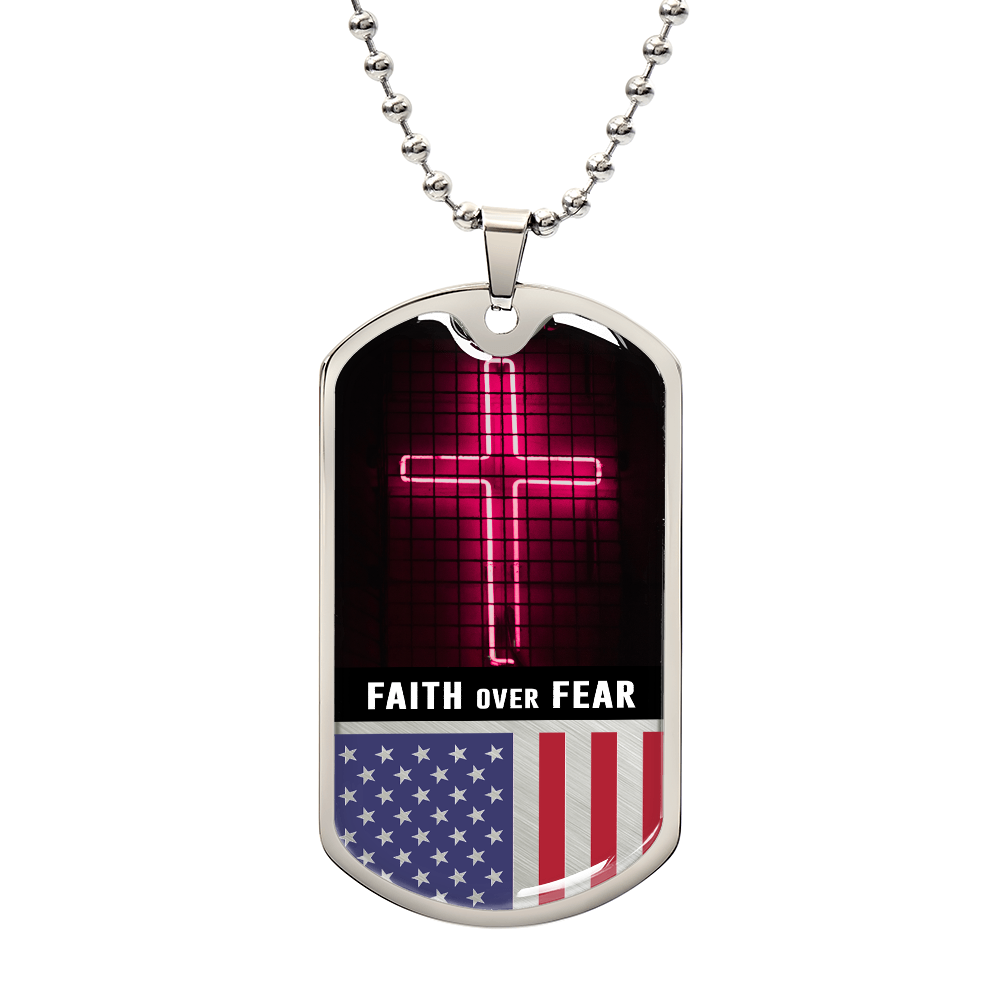 Faith Over Fear Dog Tag Necklace