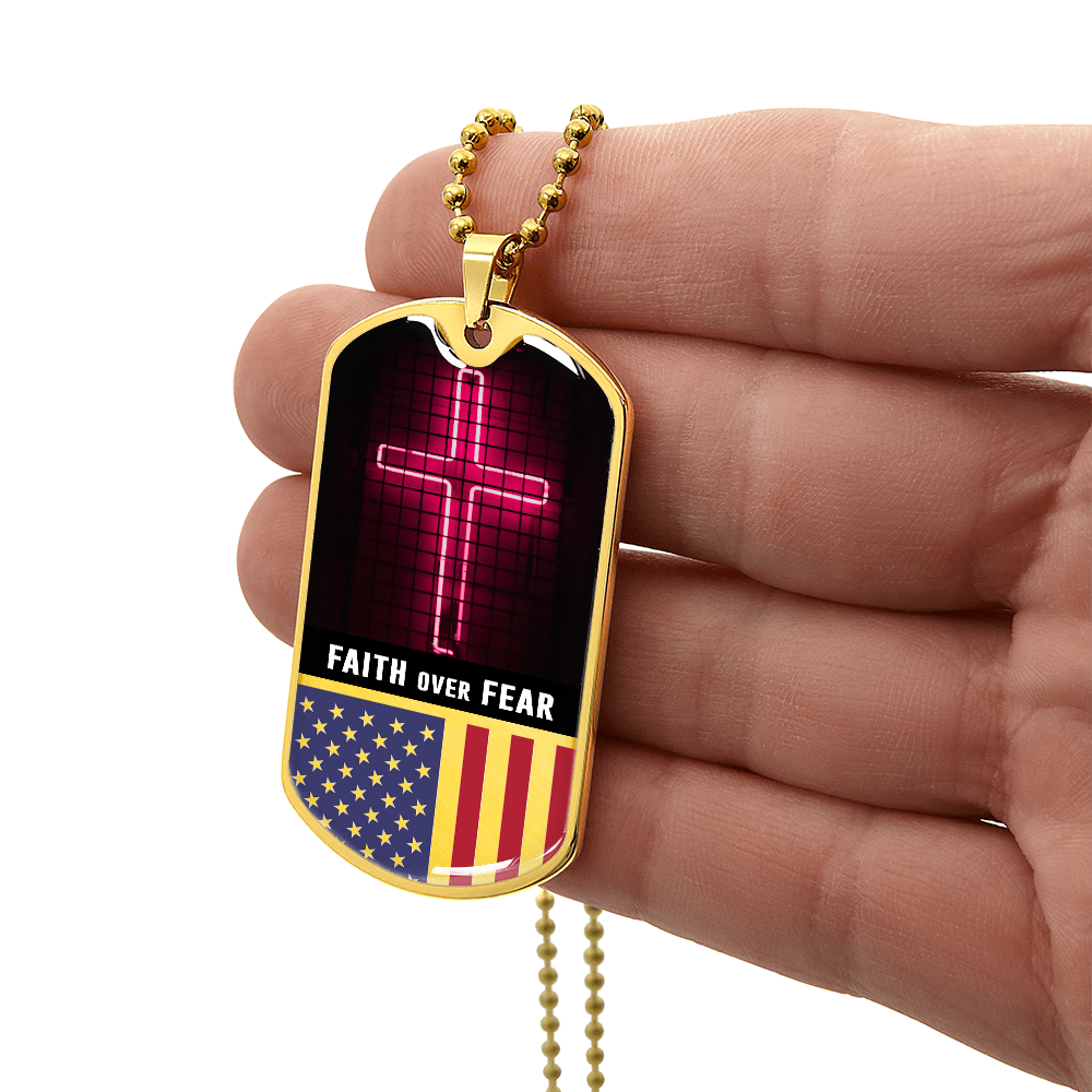 Faith Over Fear Dog Tag Necklace