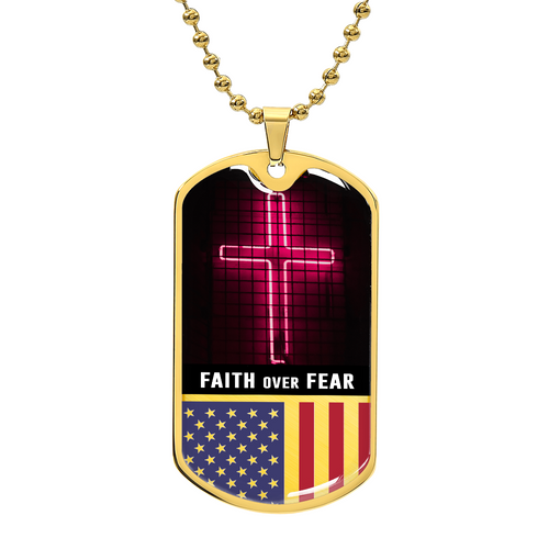 Faith Over Fear Dog Tag Necklace
