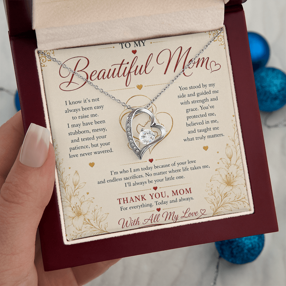 To My Beautiful Mom Necklace – Heartfelt Gift for Mother | Forever Love Necklace