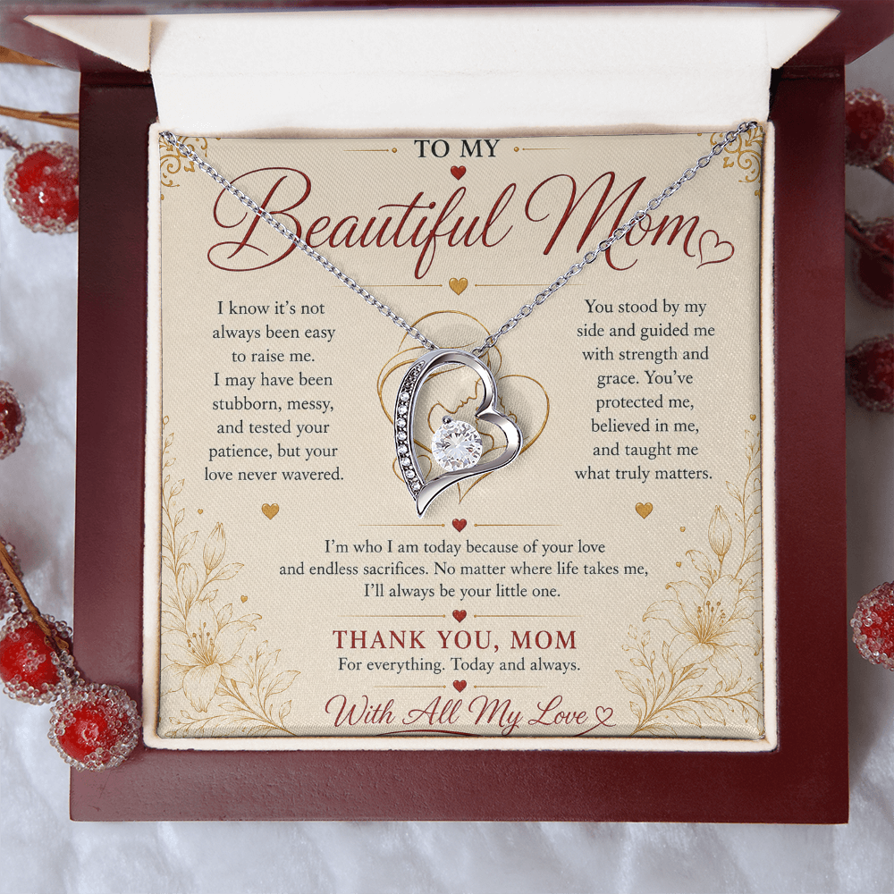 To My Beautiful Mom Necklace – Heartfelt Gift for Mother | Forever Love Necklace