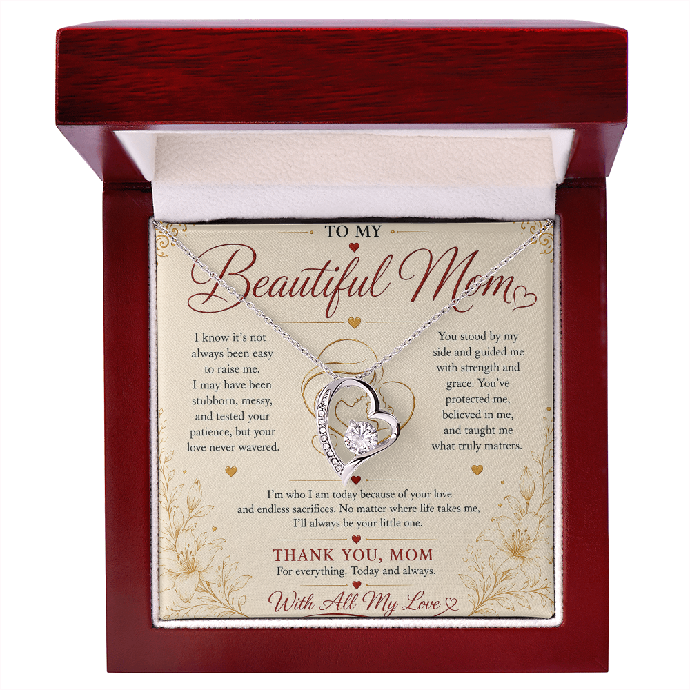 To My Beautiful Mom Necklace – Heartfelt Gift for Mother | Forever Love Necklace