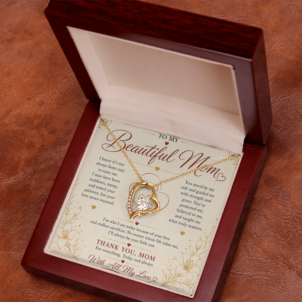 To My Beautiful Mom Necklace – Heartfelt Gift for Mother | Forever Love Necklace