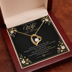 Forever Love Necklace for Wife – Happy Anniversary Gift with Heartfelt Message Card