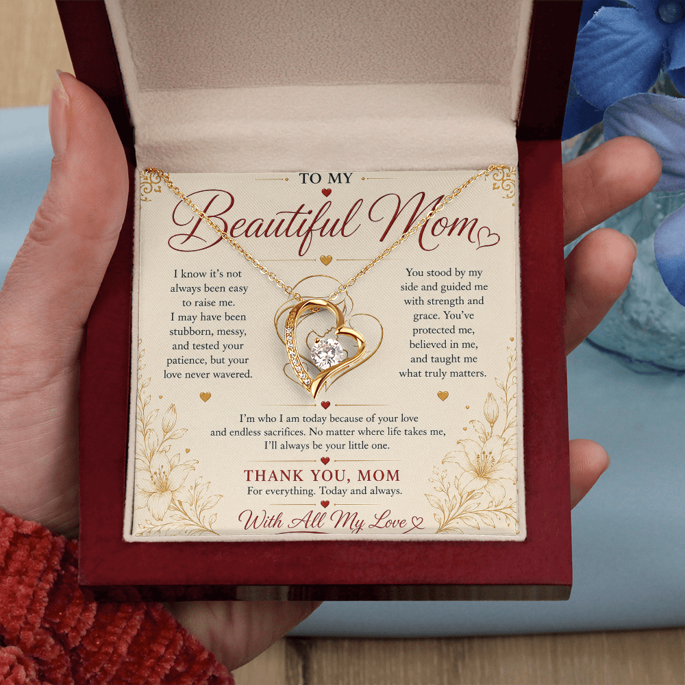 To My Beautiful Mom Necklace – Heartfelt Gift for Mother | Forever Love Necklace