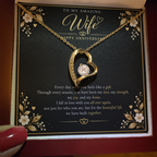 Forever Love Necklace for Wife – Happy Anniversary Gift with Heartfelt Message Card
