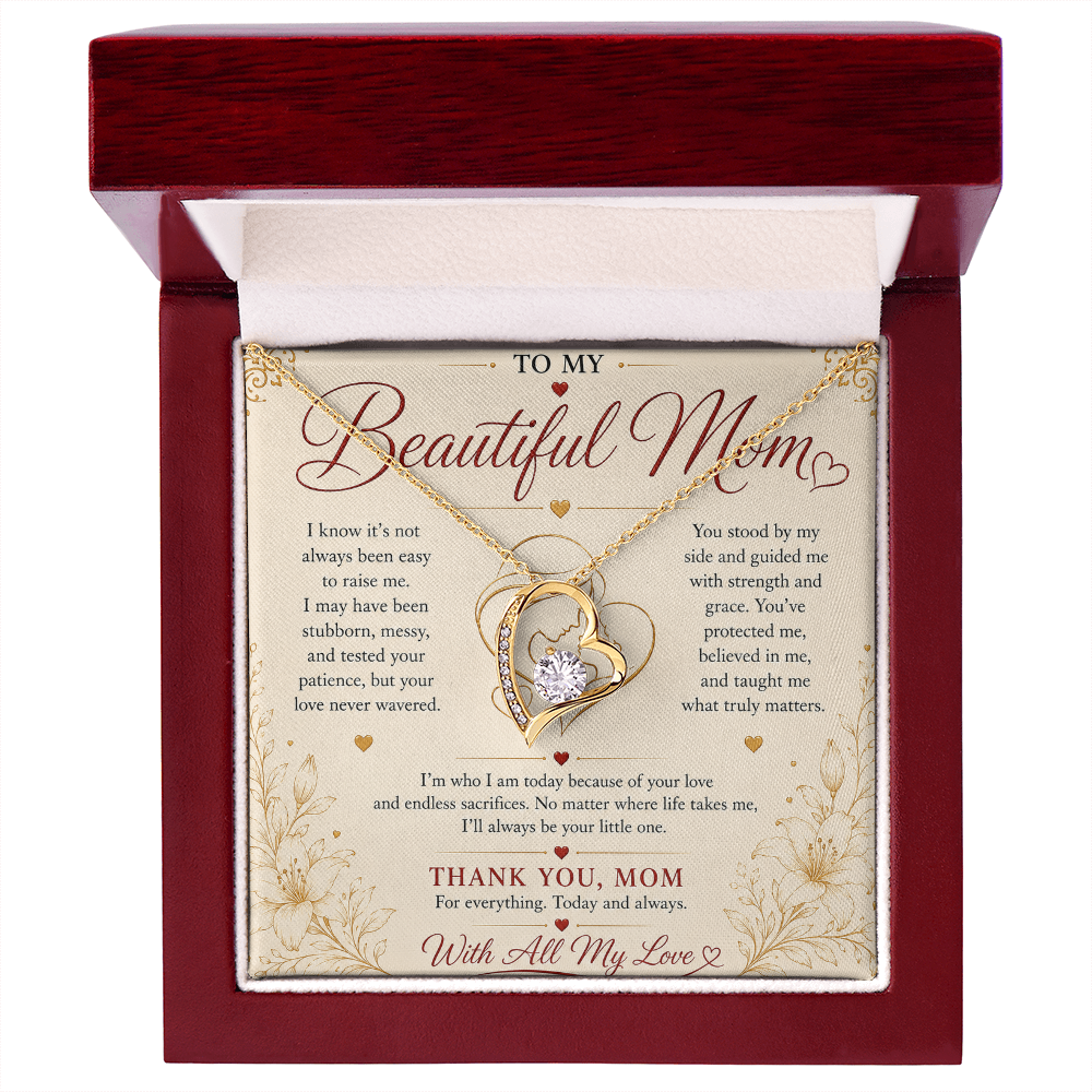 To My Beautiful Mom Necklace – Heartfelt Gift for Mother | Forever Love Necklace