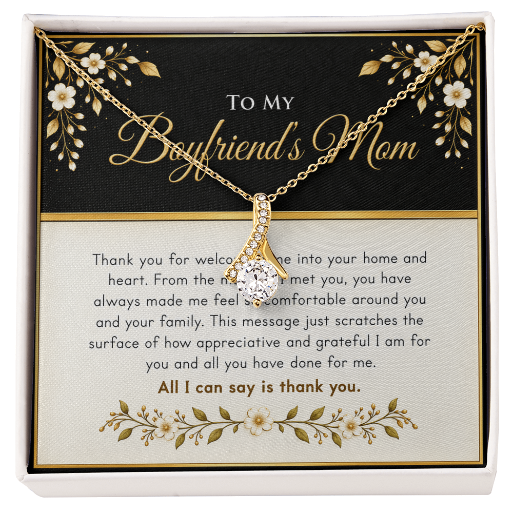 Alluring Beauty Ribbon Necklace for Boyfriend's Mom – Thank You Gift with Heartfelt Message Card