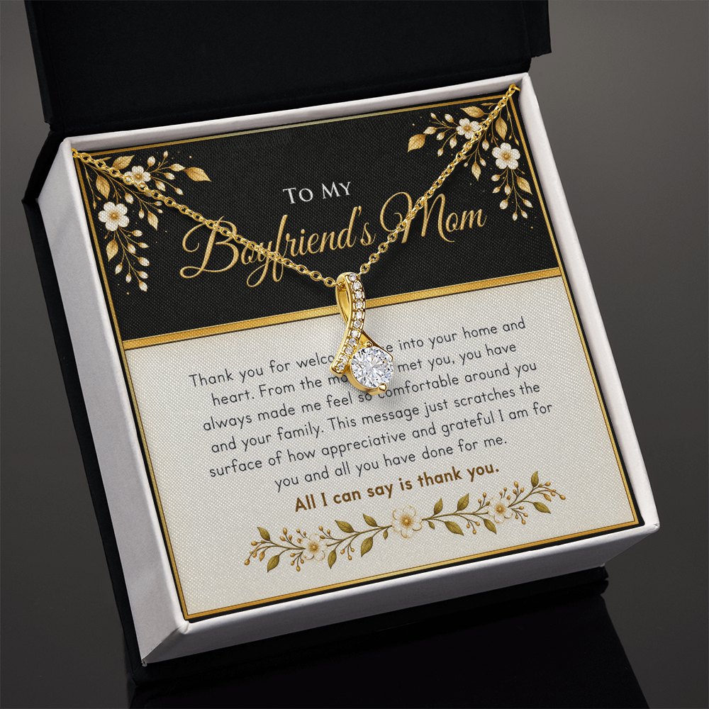 Alluring Beauty Ribbon Necklace for Boyfriend's Mom – Thank You Gift with Heartfelt Message Card