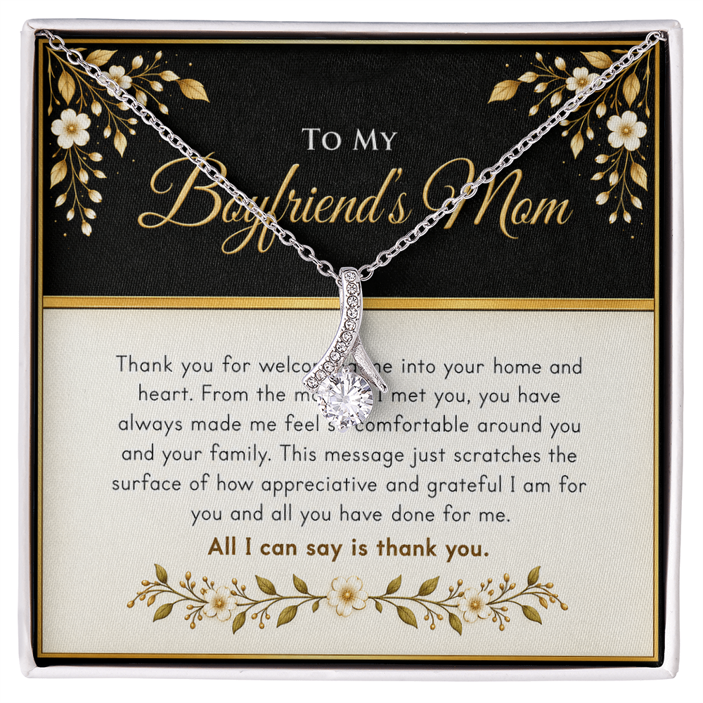 Alluring Beauty Ribbon Necklace for Boyfriend's Mom – Thank You Gift with Heartfelt Message Card