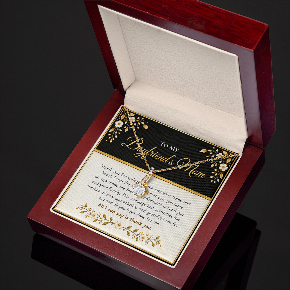 Alluring Beauty Ribbon Necklace for Boyfriend's Mom – Thank You Gift with Heartfelt Message Card