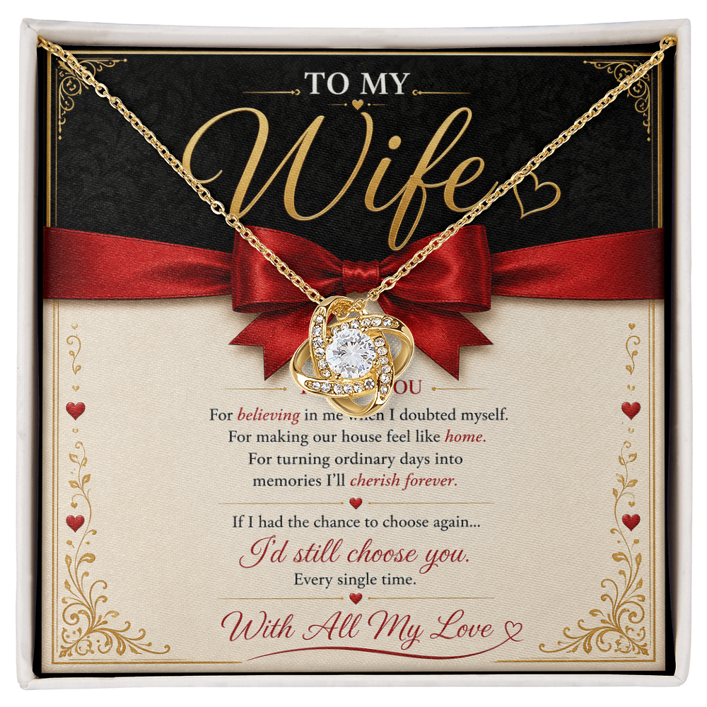 To My Wife Love Knot Necklace – Romantic Gift for Wife | Anniversary, Birthday & Valentine's Day Jewelry