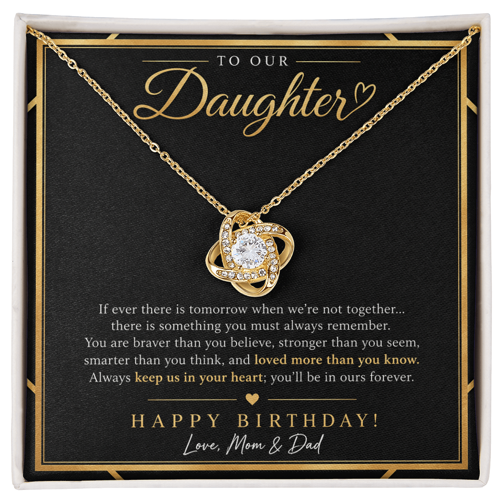 Love Knot Necklace for Daughter – Happy Birthday Gift from Mom & Dad