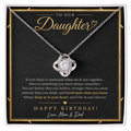 Love Knot Necklace for Daughter – Happy Birthday Gift from Mom & Dad