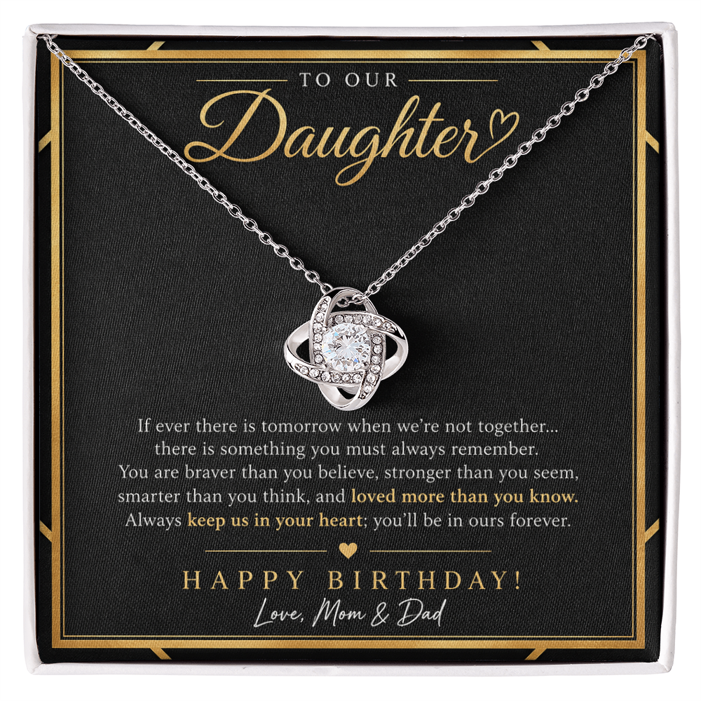 Love Knot Necklace for Daughter – Happy Birthday Gift from Mom & Dad