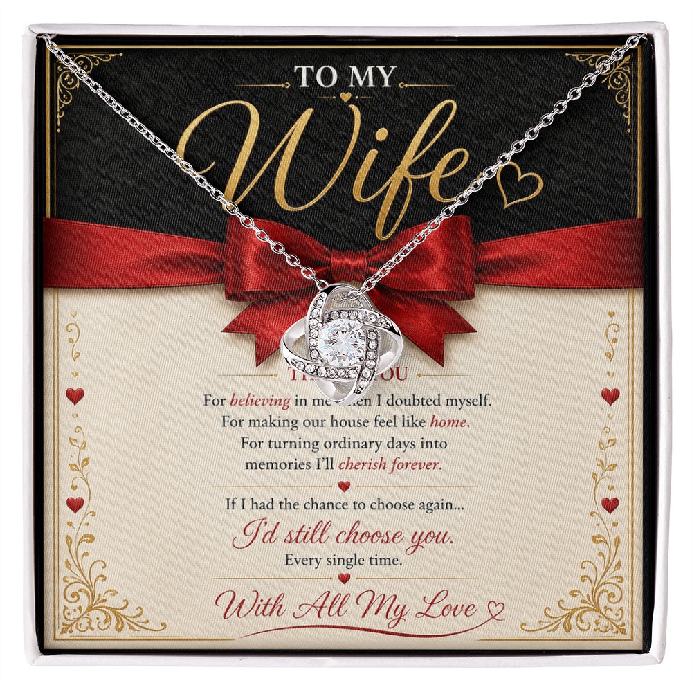 To My Wife Love Knot Necklace – Romantic Gift for Wife | Anniversary, Birthday & Valentine's Day Jewelry