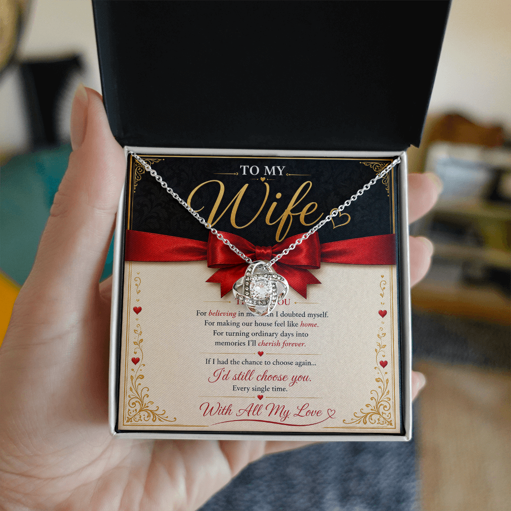 To My Wife Love Knot Necklace – Romantic Gift for Wife | Anniversary, Birthday & Valentine's Day Jewelry