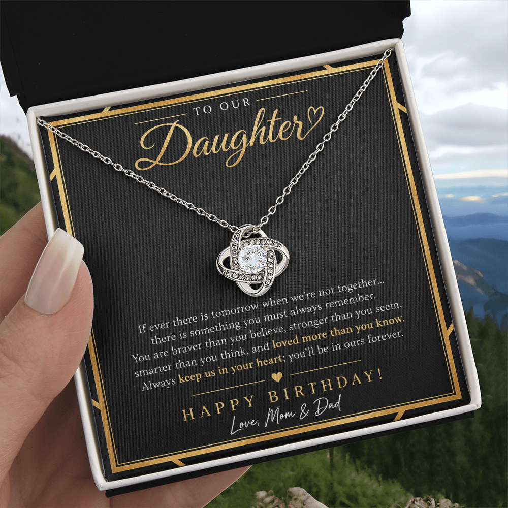 Love Knot Necklace for Daughter – Happy Birthday Gift from Mom & Dad