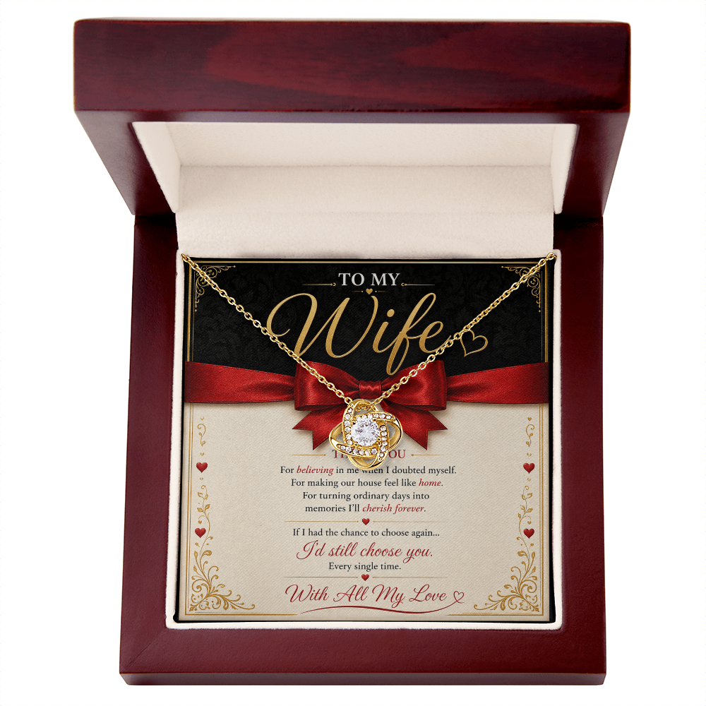To My Wife Love Knot Necklace – Romantic Gift for Wife | Anniversary, Birthday & Valentine's Day Jewelry
