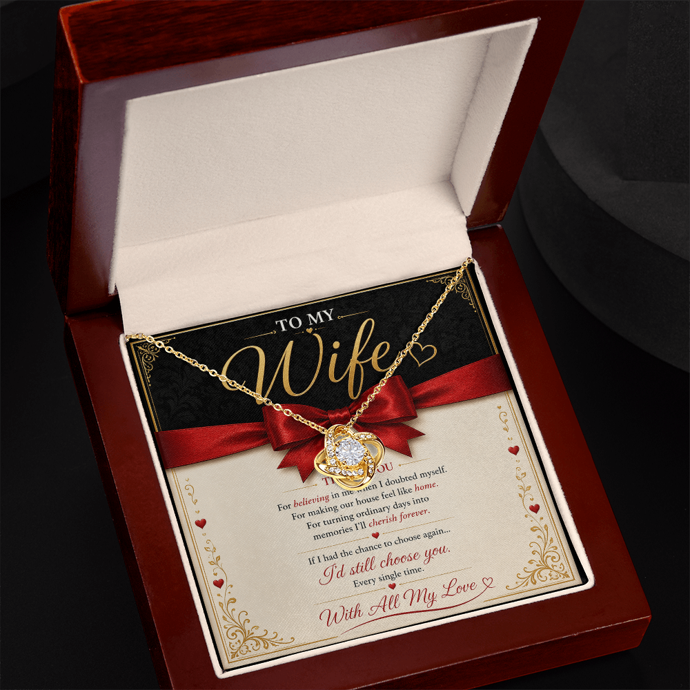 To My Wife Love Knot Necklace – Romantic Gift for Wife | Anniversary, Birthday & Valentine's Day Jewelry