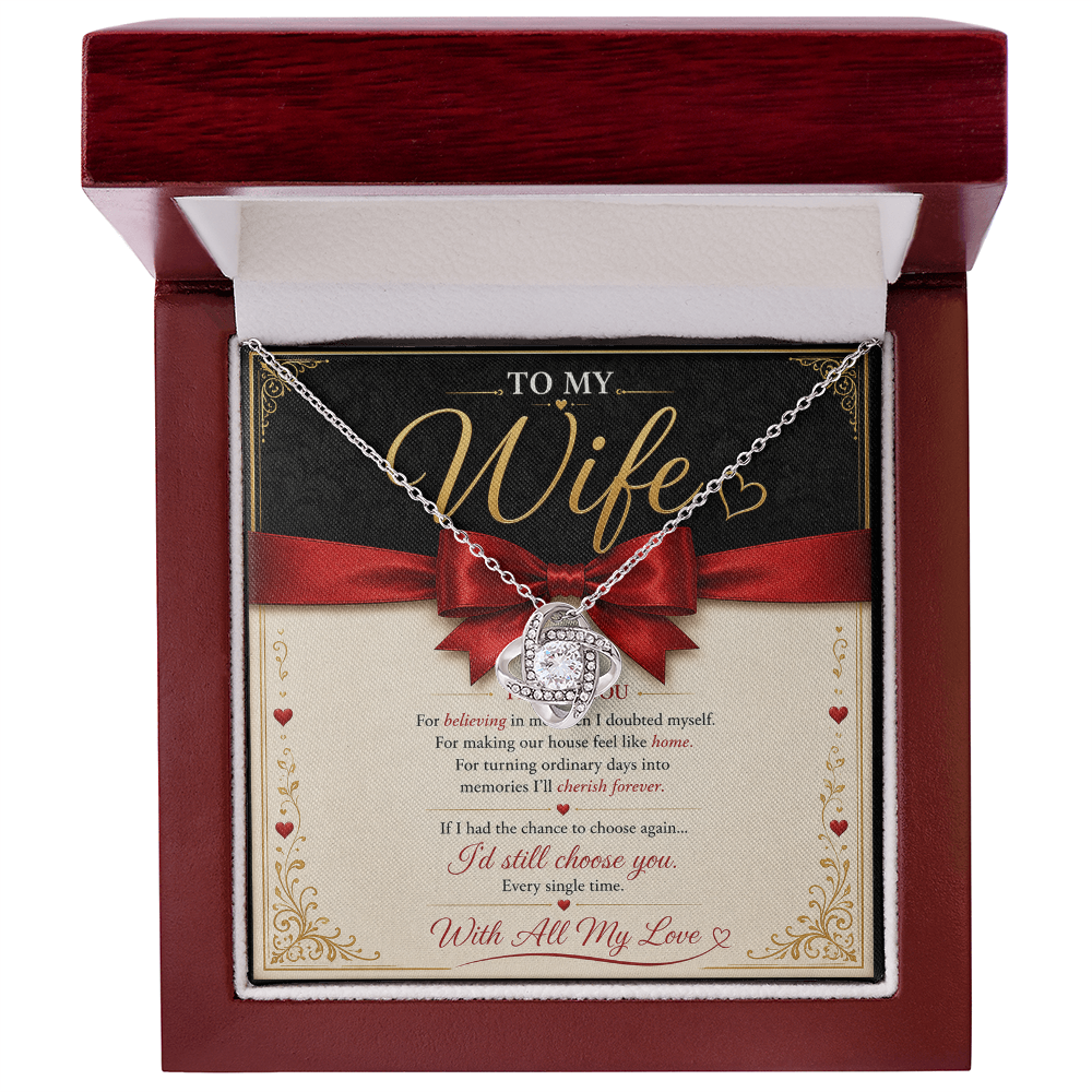To My Wife Love Knot Necklace – Romantic Gift for Wife | Anniversary, Birthday & Valentine's Day Jewelry
