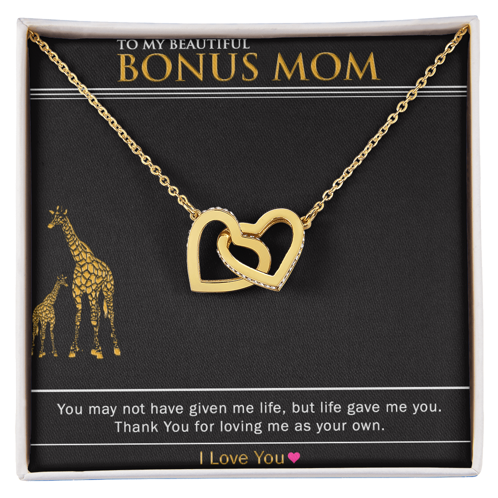 To My Bonus Mom - Interlocking Hearts Necklace