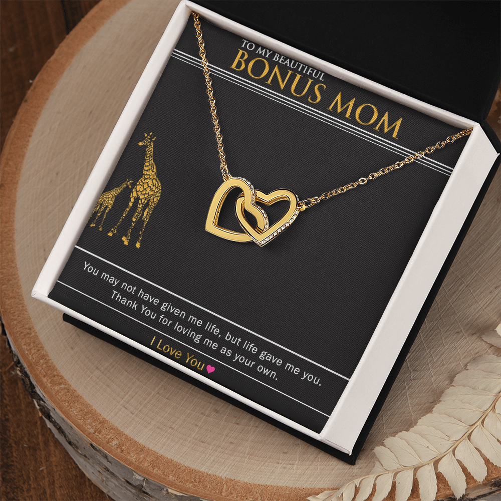 To My Bonus Mom - Interlocking Hearts Necklace