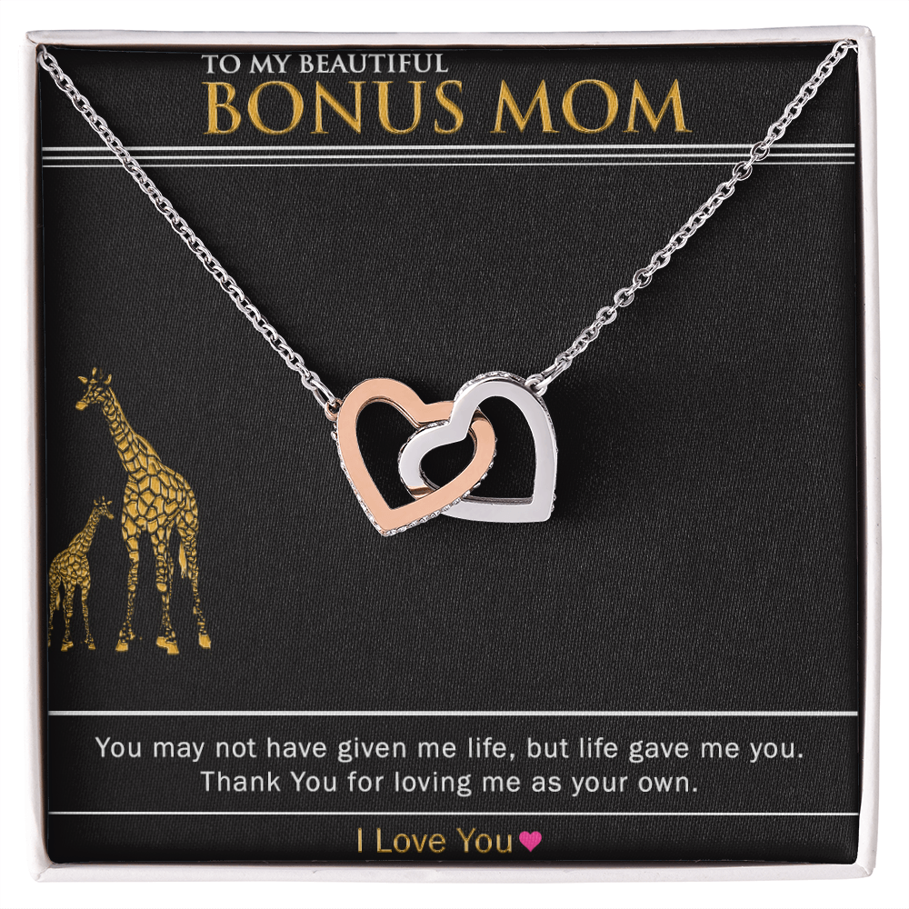 To My Bonus Mom - Interlocking Hearts Necklace