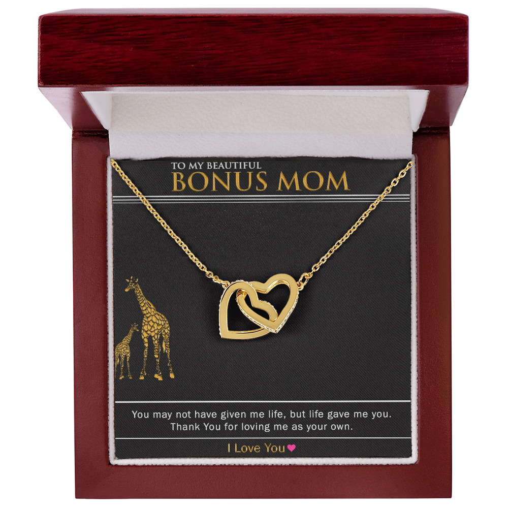 To My Bonus Mom - Interlocking Hearts Necklace