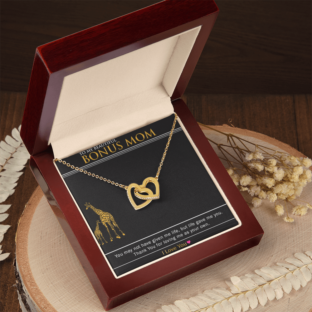 To My Bonus Mom - Interlocking Hearts Necklace