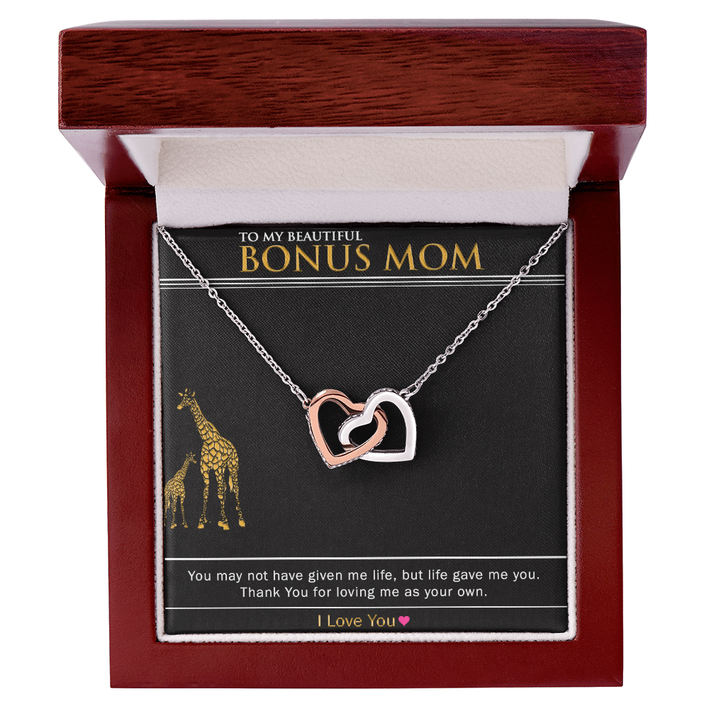 To My Bonus Mom - Interlocking Hearts Necklace