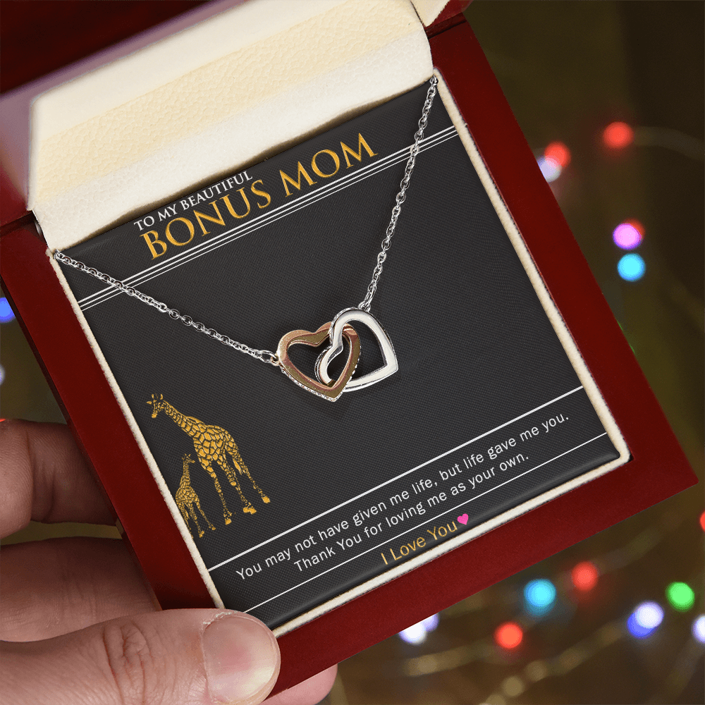To My Bonus Mom - Interlocking Hearts Necklace
