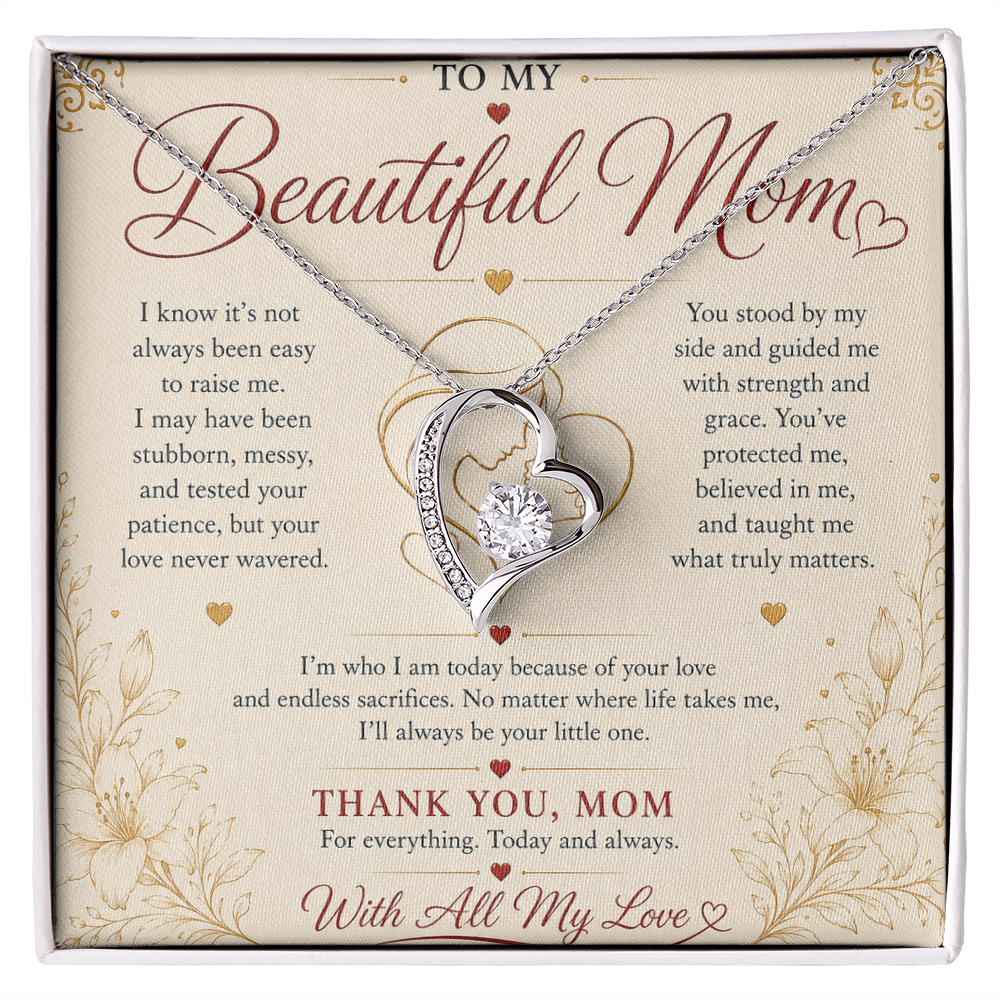 To My Beautiful Mom Necklace – Heartfelt Gift for Mother | Forever Love Necklace