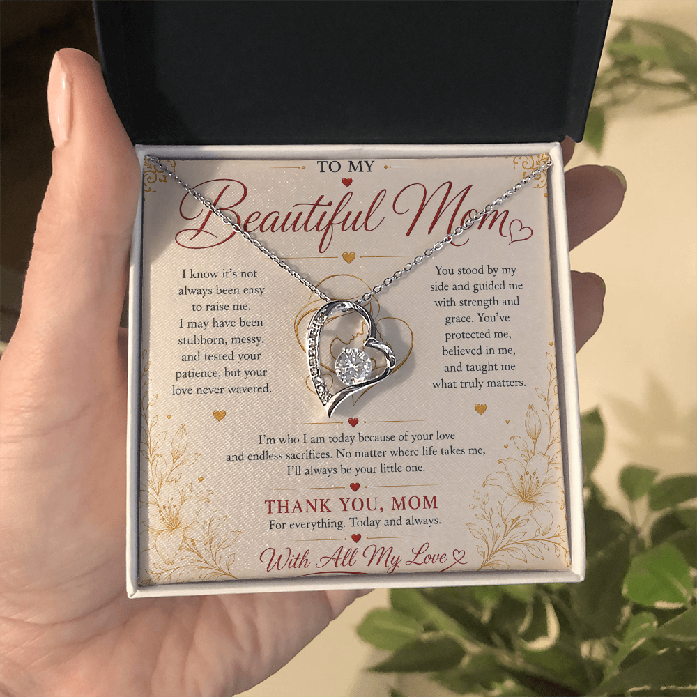 To My Beautiful Mom Necklace – Heartfelt Gift for Mother | Forever Love Necklace