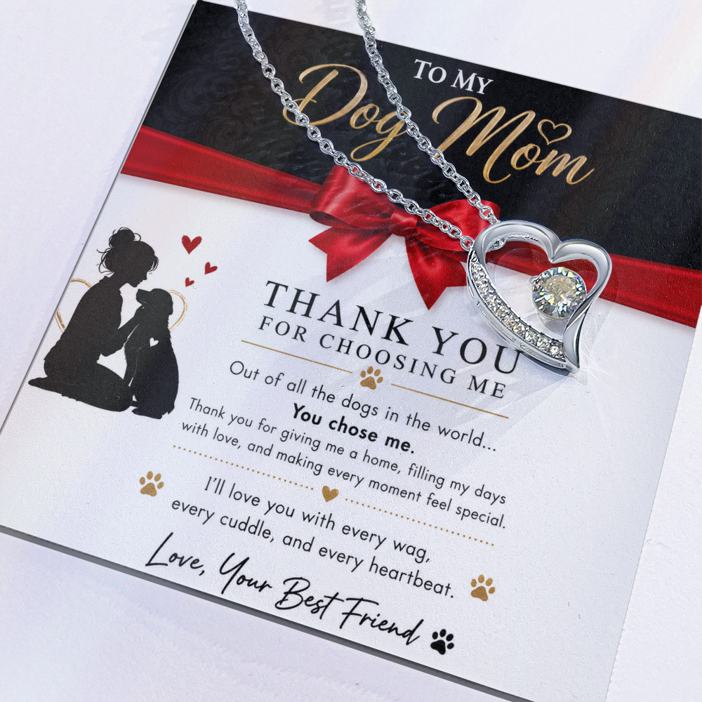 To My Dog Mom - Love Heart Necklace