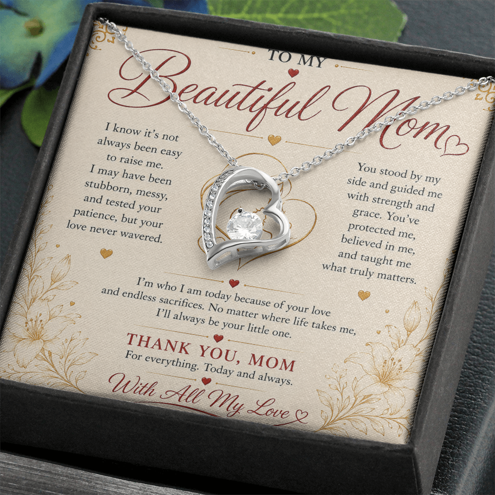 To My Beautiful Mom Necklace – Heartfelt Gift for Mother | Forever Love Necklace