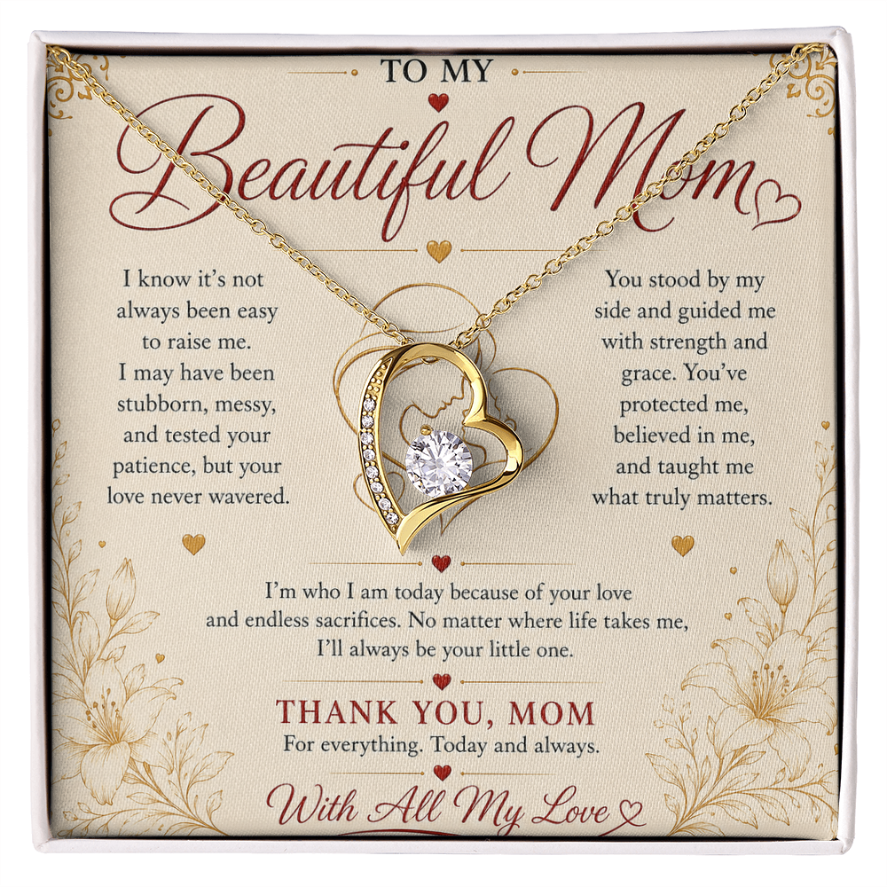 To My Beautiful Mom Necklace – Heartfelt Gift for Mother | Forever Love Necklace