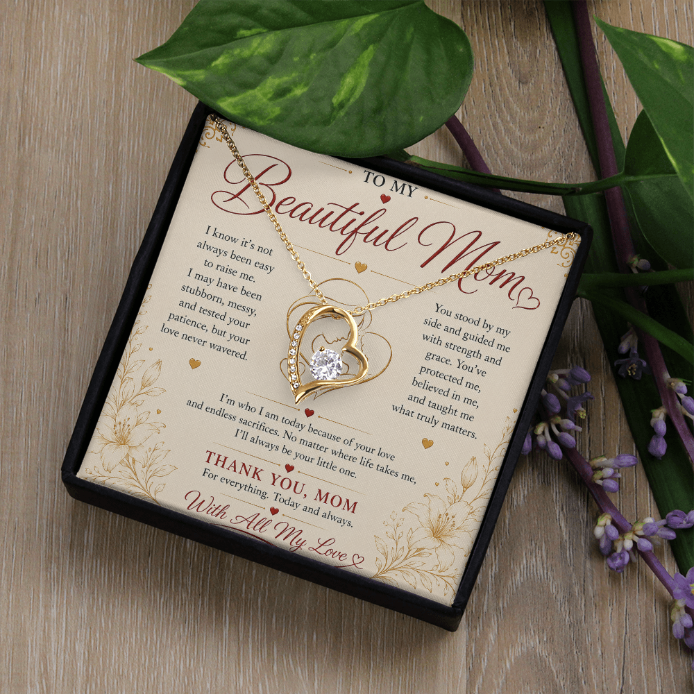 To My Beautiful Mom Necklace – Heartfelt Gift for Mother | Forever Love Necklace