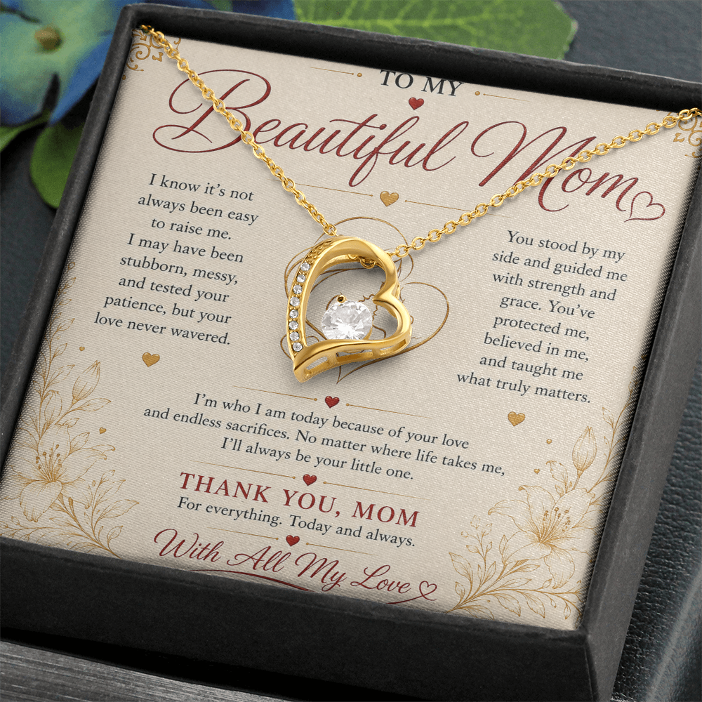 To My Beautiful Mom Necklace – Heartfelt Gift for Mother | Forever Love Necklace