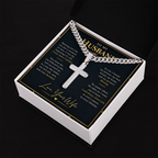 Personalized Cross Necklace with Cuban Link Chain – Gift for Husband