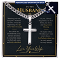 Personalized Cross Necklace with Cuban Link Chain – Gift for Husband