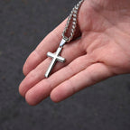 Personalized Cross Necklace with Cuban Link Chain – Gift for Husband