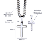 Personalized Cross Necklace with Cuban Link Chain – Gift for Husband