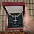 Personalized Cross Necklace with Cuban Link Chain – Gift for Husband