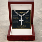 Personalized Cross Necklace with Cuban Link Chain – Gift for Husband