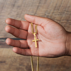 Personalized Cross Necklace with Cuban Link Chain – Gift for Husband