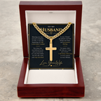 Personalized Cross Necklace with Cuban Link Chain – Gift for Husband