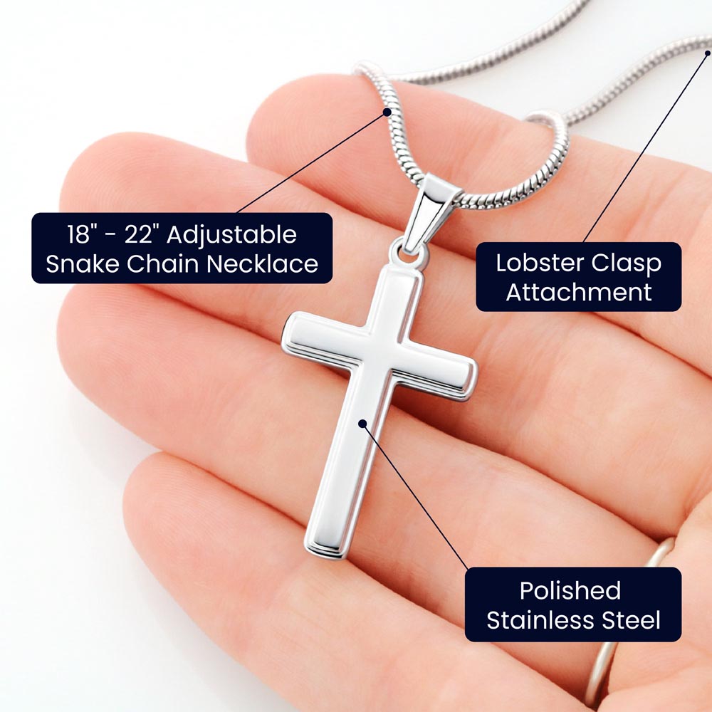 Personalized Cross Necklace for Grandson – Meaningful Christmas Gift of Faith & Love